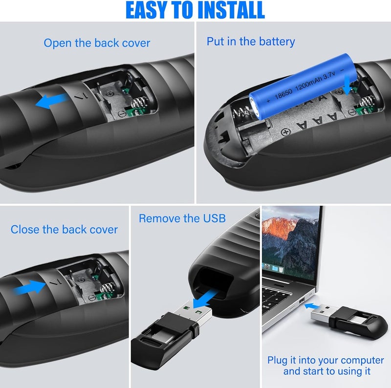 DBEPANK 2-in-1 USB TYPE-C Presentation Clicker wireless Presenter Remote Clicker, Powerpoint Clicker Slide Advancer, Clicker for Powerpoint Presentations with Volume Control, Presentation Clicker for Computer - Image 5